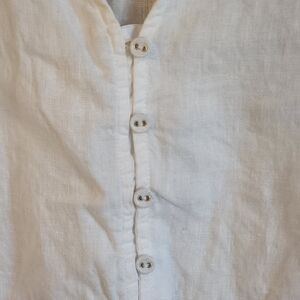 White Linen Button-Front Top